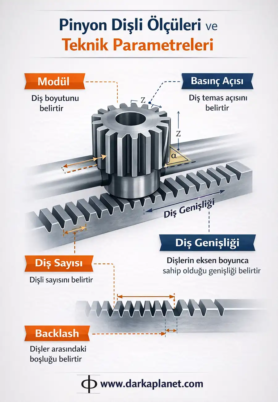 Pinyon Dişli Ölçüleri ve Teknik Parametreler